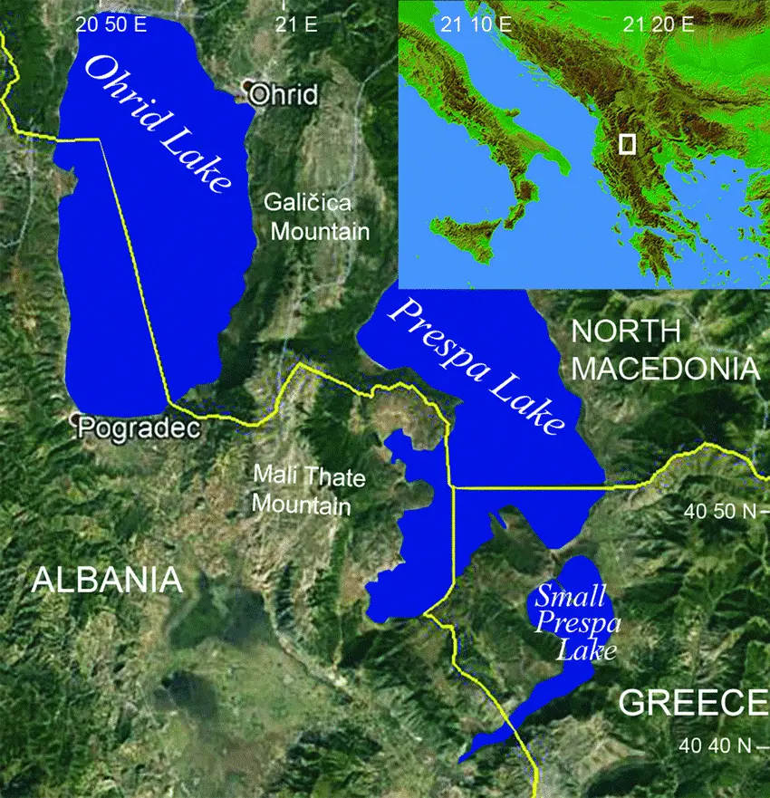 Little Prespa Lake Map for UPSC CSE