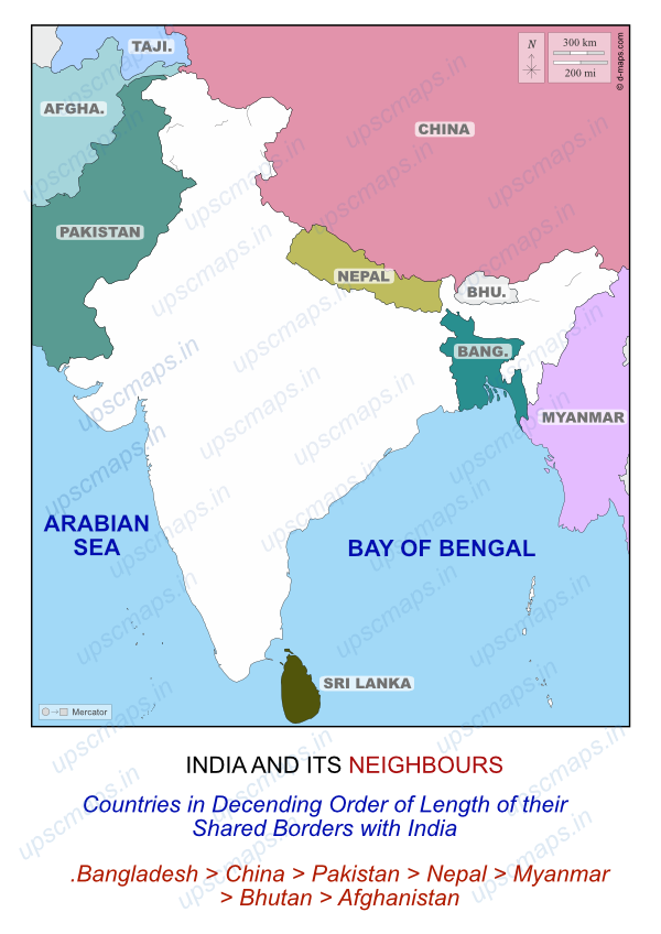 India and Its Neighbours Map for UPSC CSE